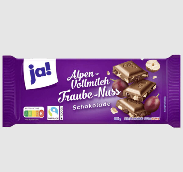 Chocolat "Ja" Alpin Traube-Nuss  100gx39