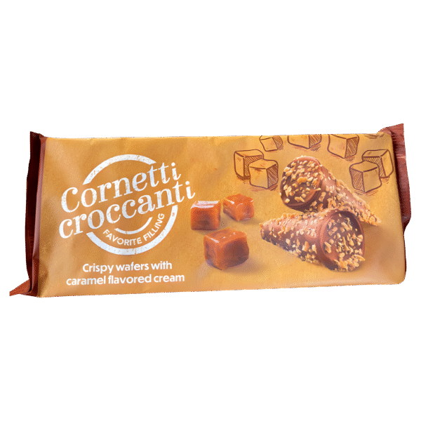 CORNETTI CROCCANTI CARAMELO 112G x24